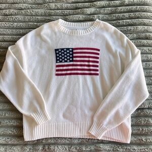 Hollister American Flag Cream Crew Neck Sweater- S-L